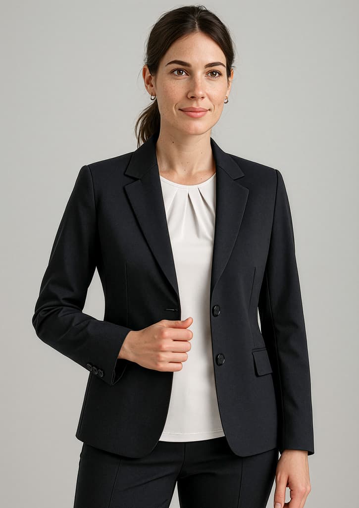 Comfort Wool Stretch Womens Longline Jacket — Black