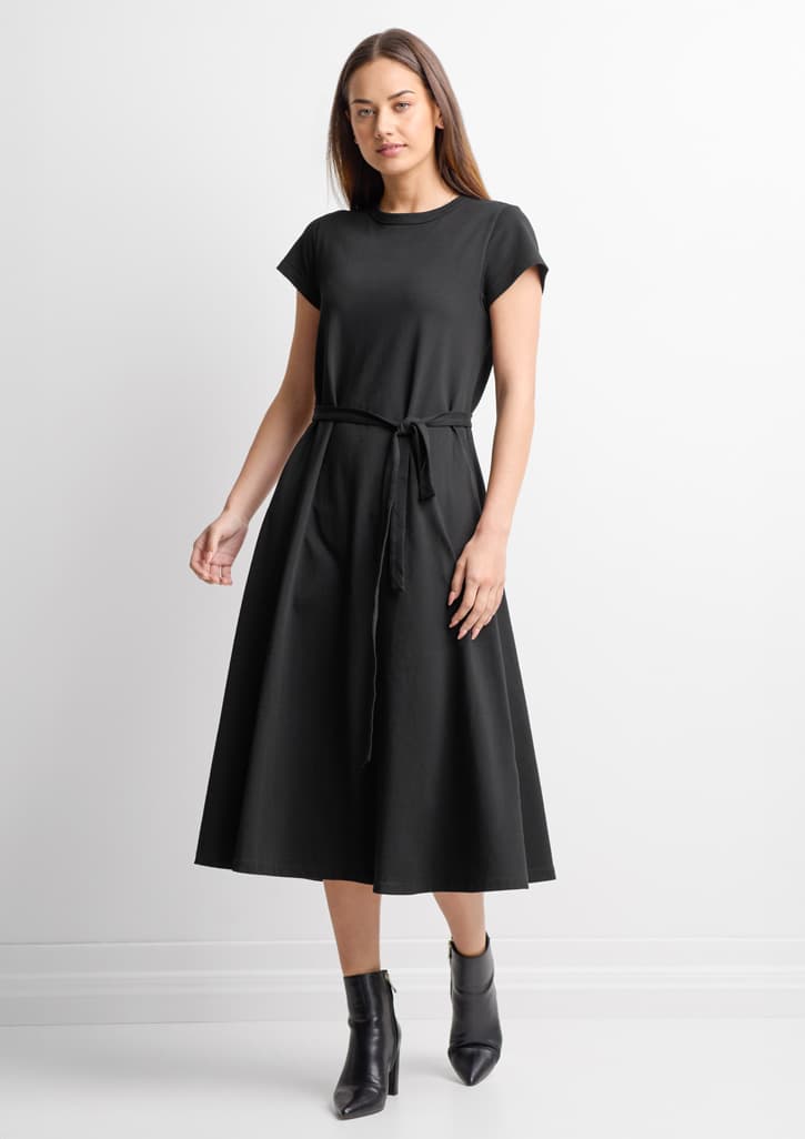 Grace Womens T-Shirt Midi Dress — Black