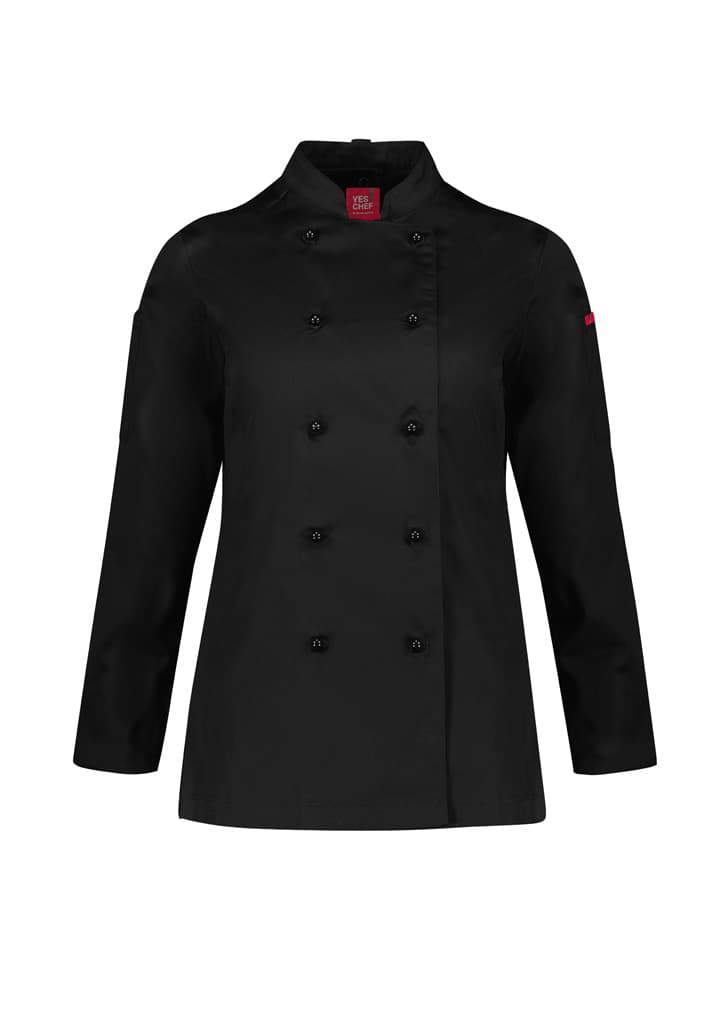 Al Dente Womens Long Sleeve Chef Jacket — Black