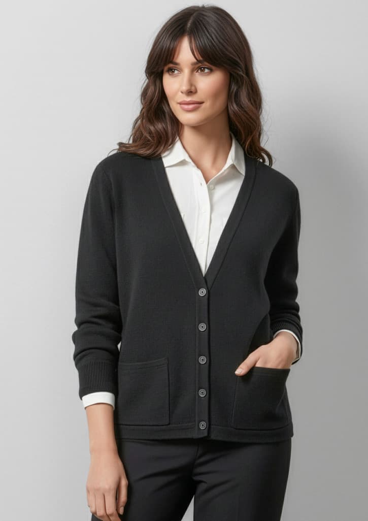Woolmix Womens Cardigan — Black