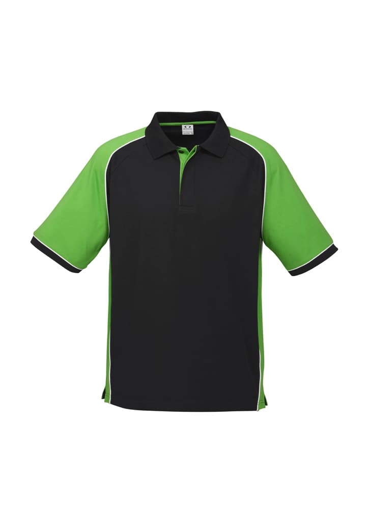 Nitro Mens Short Sleeve Polo — Black/Green/White