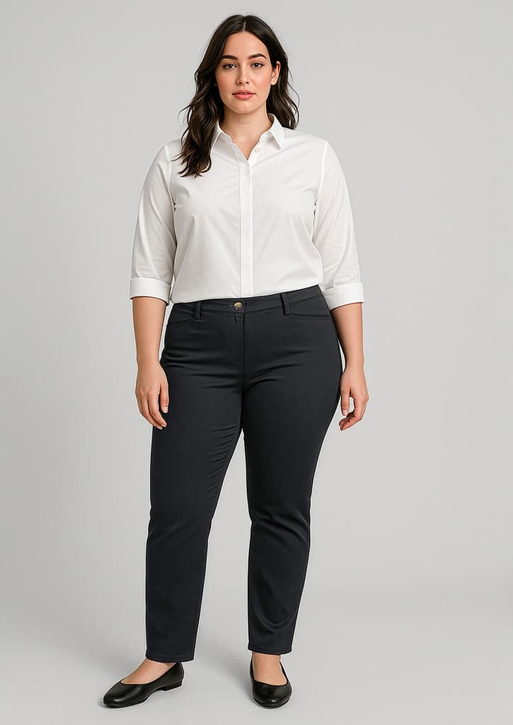 Traveller Womens Slim Leg Stretch Chino Pant — Black