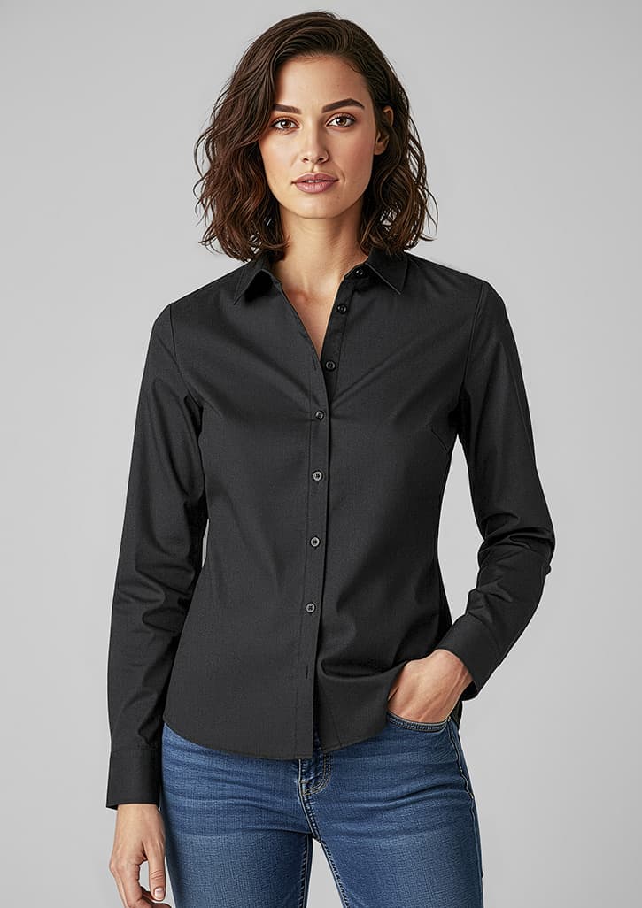 Memphis Womens Long Sleeve Shirt — Black