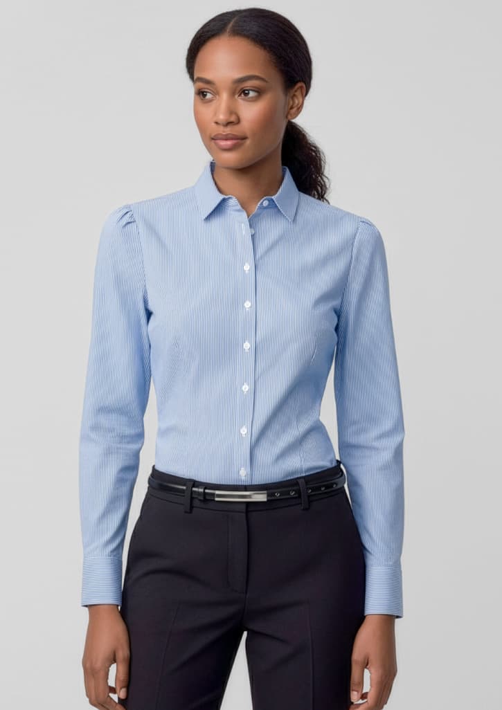 Euro Womens Long Sleeve Shirt — Blue