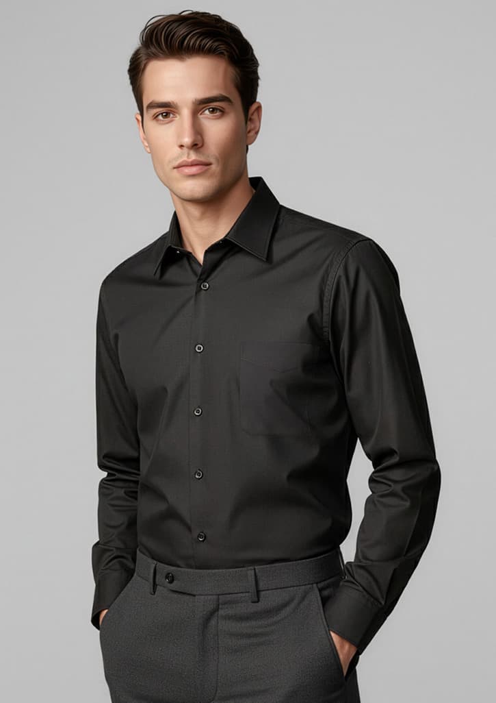 Metro Mens Long Sleeve Shirt — Black