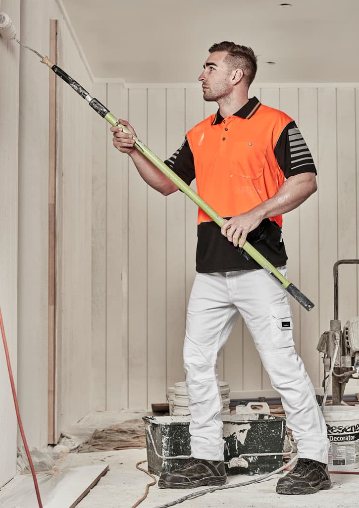 Mens Hi Vis Zone Short Sleeve Polo — Orange/Black