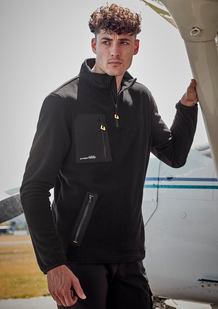 Unisex Streetworx Lightweight 1/4 Zip Polar Fleece — Black