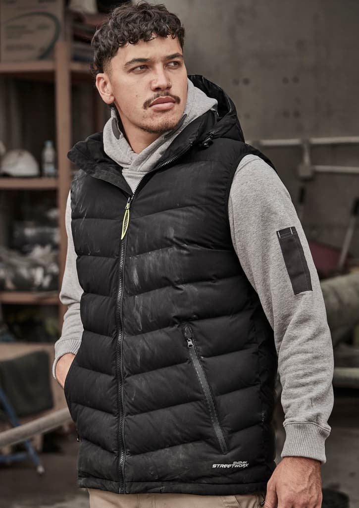 Unisex Streetworx Hooded Puffer Vest — Black