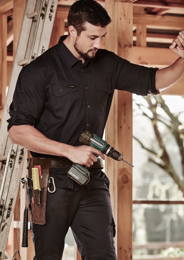 Mens Rugged Cooling Long Sleeve Shirt — Black