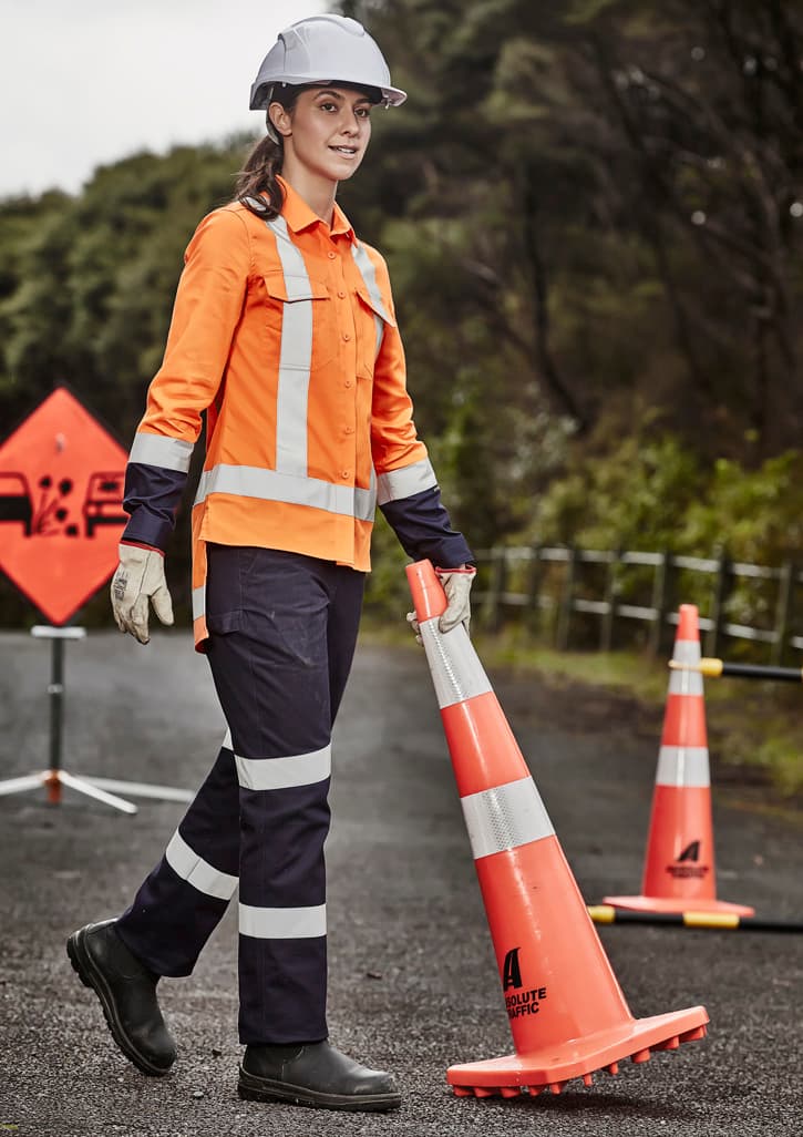 Womens TTMC-W23 Drill Work Shirt — Orange/Navy