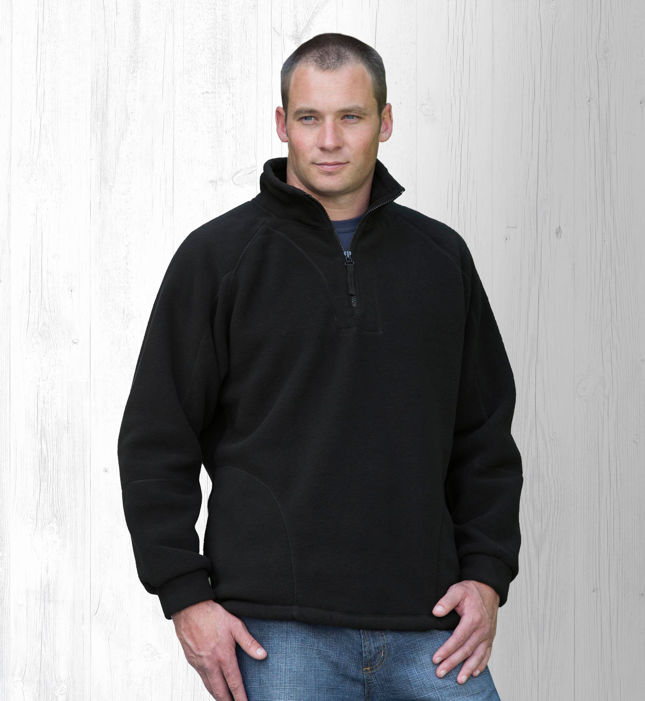 Detailed Polar Fleece Pullover — Black
