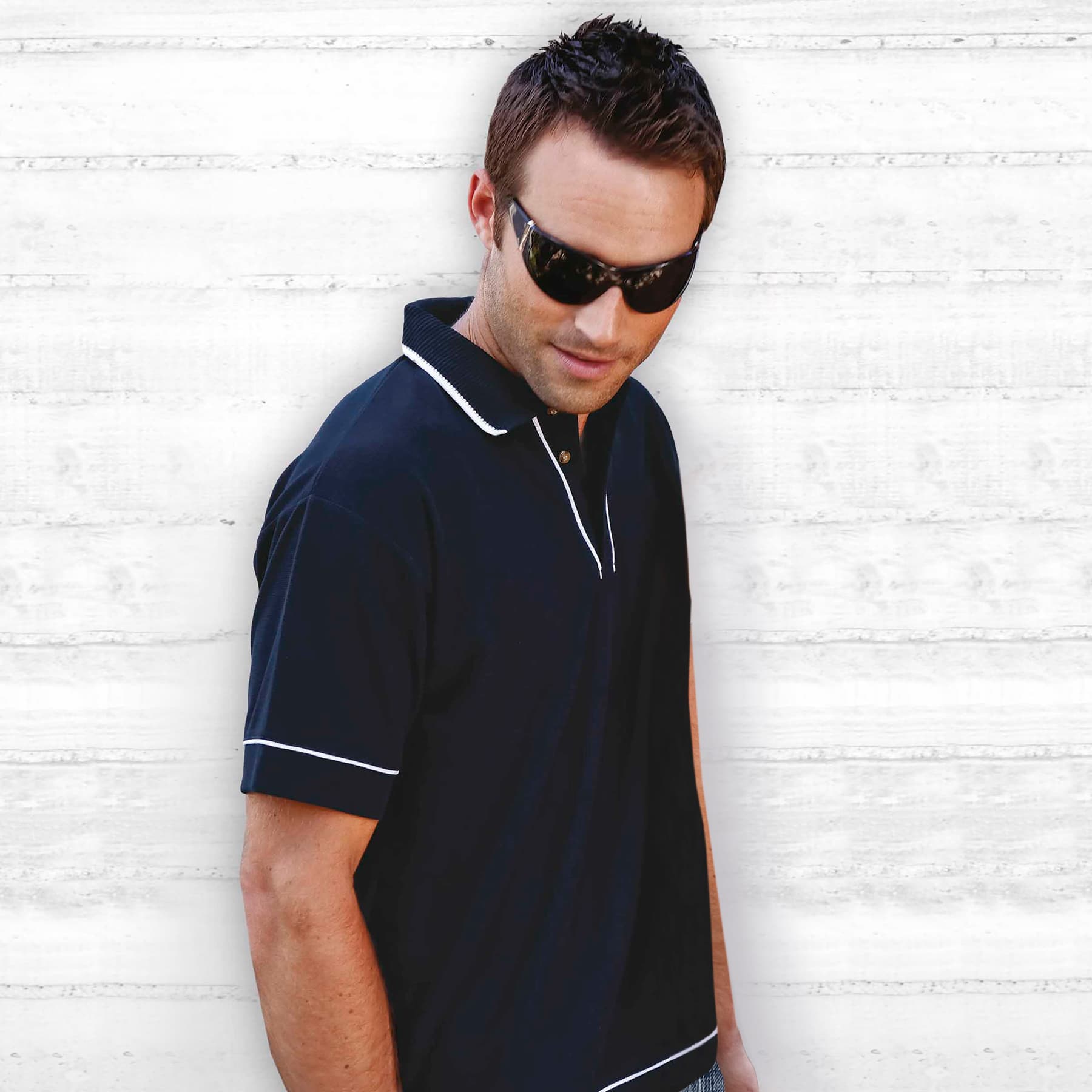 Retro Waffle Polo - Mens — Black/Red