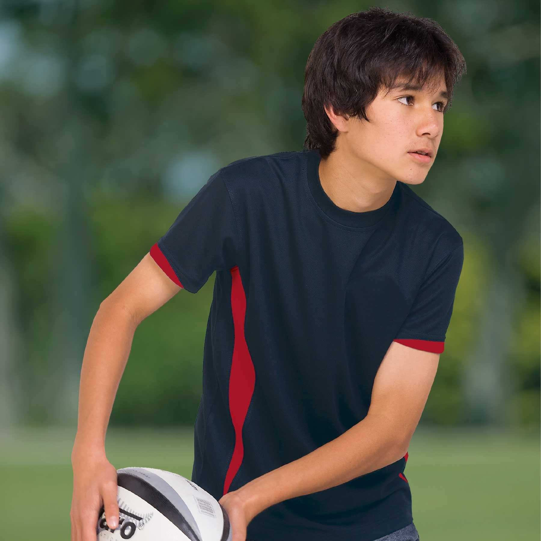 Youth Dri Gear Zone Tee — Navy/Red