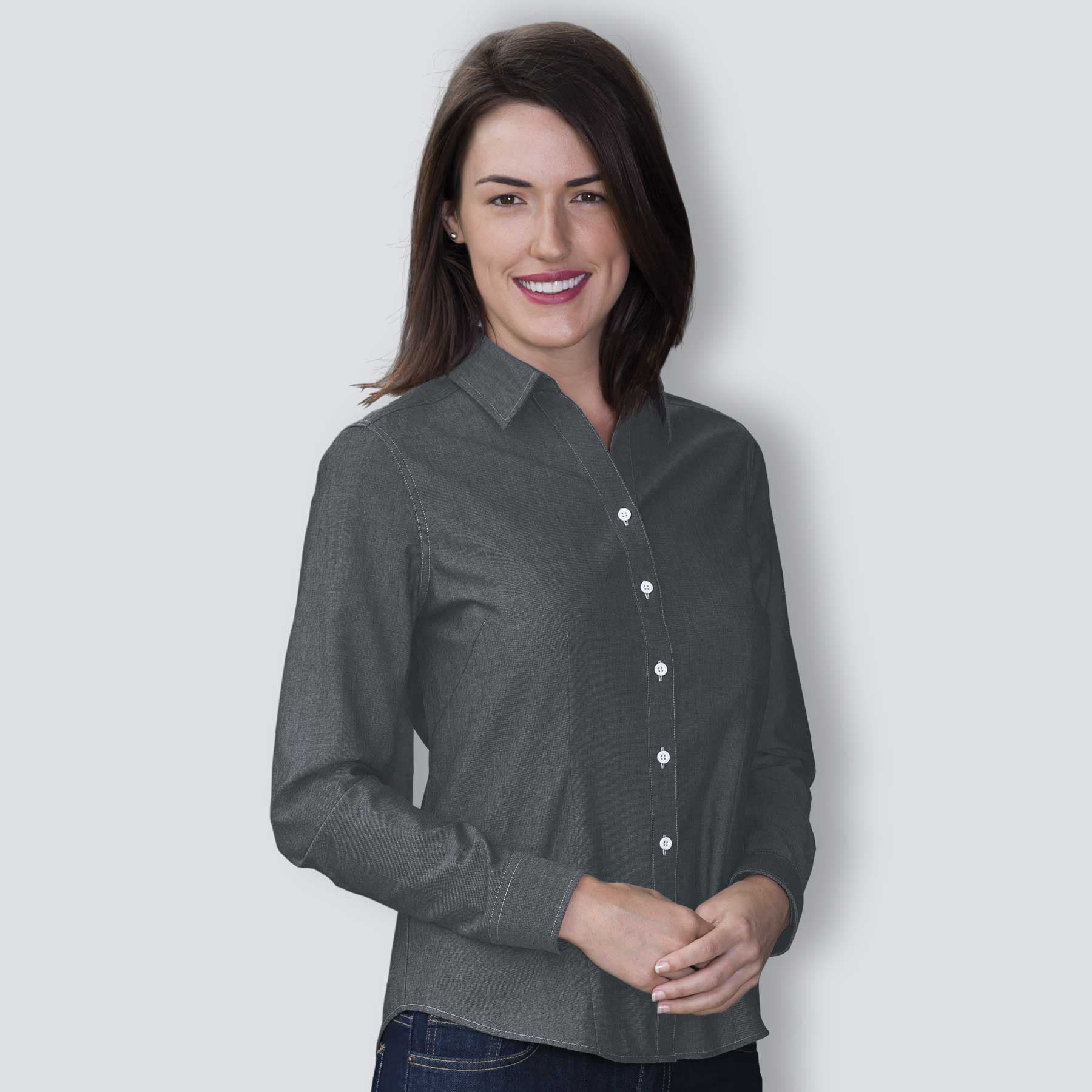 The Montreal Chambray Shirt - Womens — Charcoal