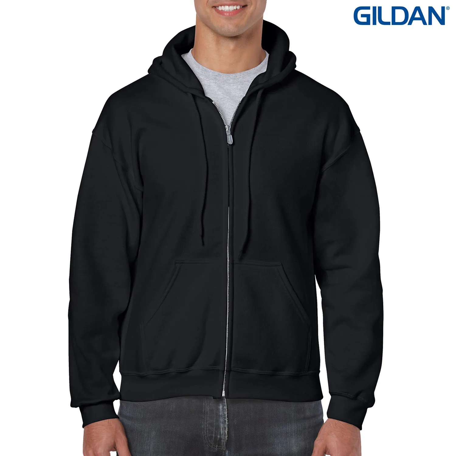 18600 Gildan Heavy Blend Adult Full Zip Hooded Sweatshirt — Black