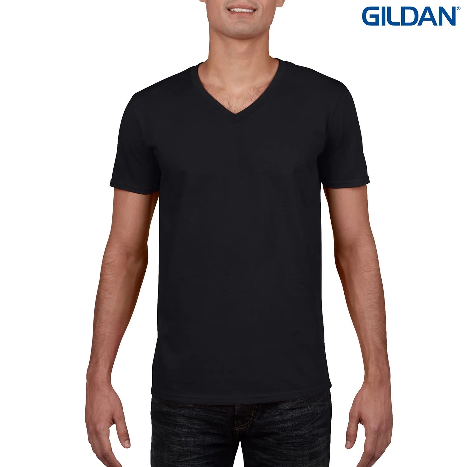 64V00 Gildan Softstyle Adult V-Neck T-Shirt — Black