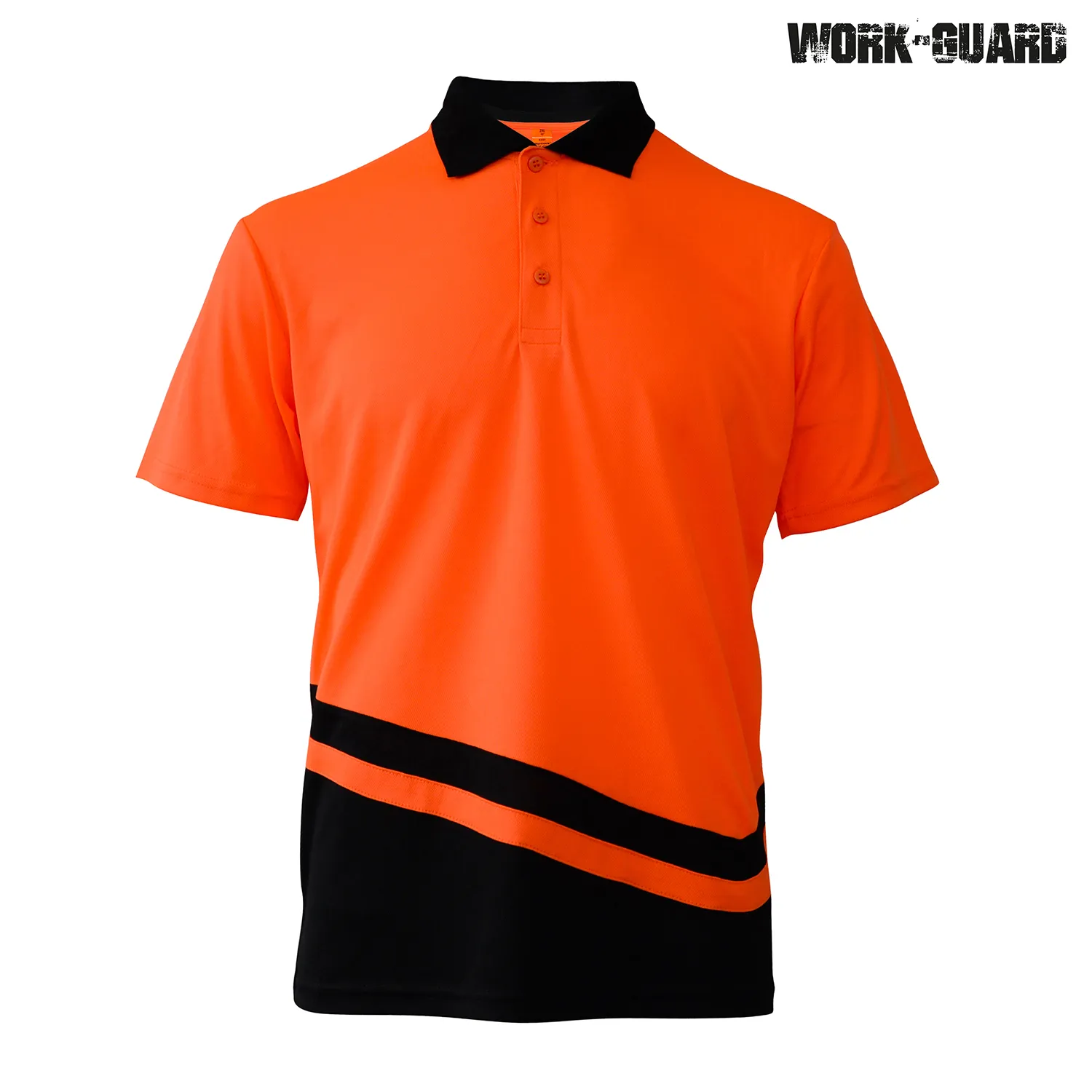 R463X Work-Guard Peak Performance Polo — Safety Orange/Black