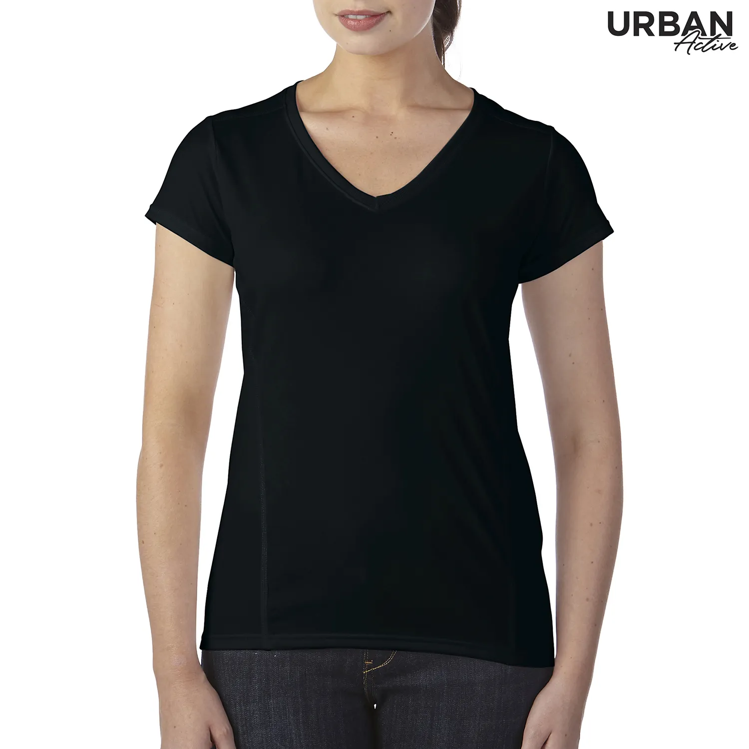 UAPT160L Urban Active Performance Tech Ladies Tee — Black