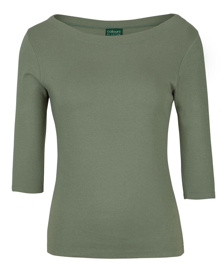 C of C LADIES 3/4 SLEEVE BOAT NECK TEE — Sage
