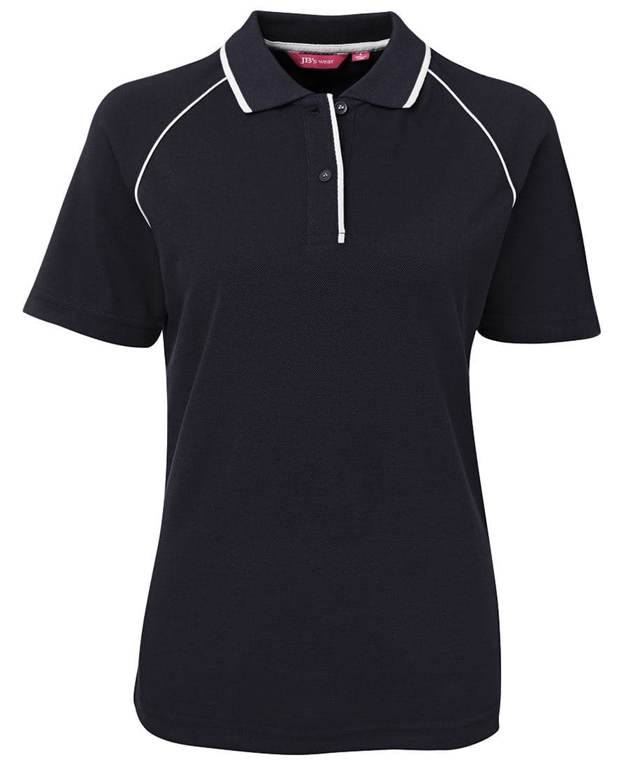 JB's LADIES RAGLAN POLO — Navy/White