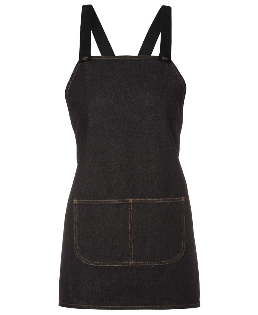 JB's CROSS BACK 65x71 BIB DENIM APRON (WITHOUT STRAP) — Black
