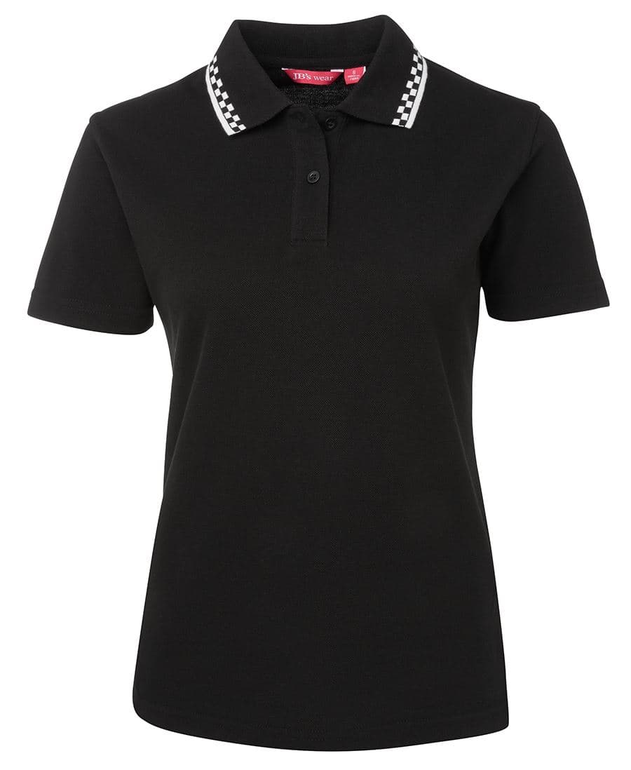 JB's LADIES CHEF POLO BLACK/WHITE -08 — Black/White