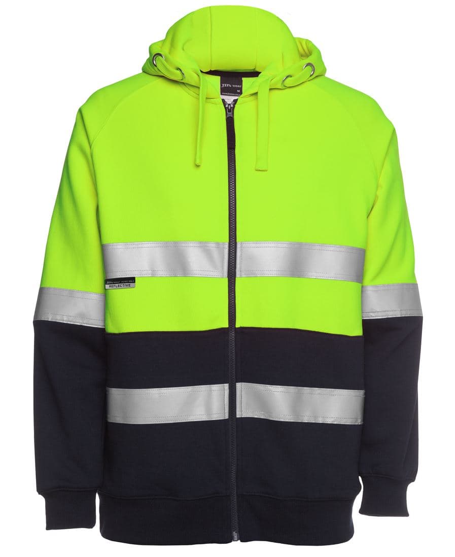JB's HV (D+N) FULL ZIP FLEECY HOODIE — Lime/Navy