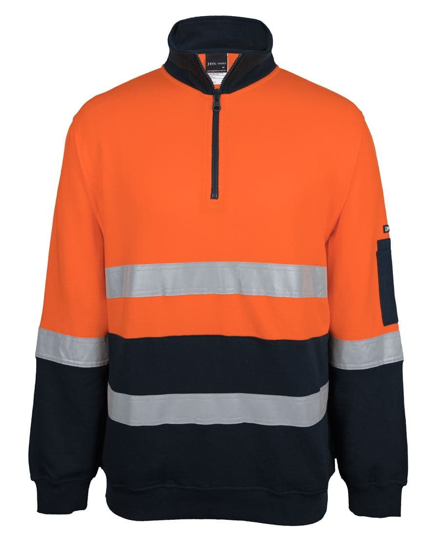 JB's HV 310 (D+N) COTTON 1/2 ZIP FLEECE ORANGE/NAVY -2XS — Orange/Navy