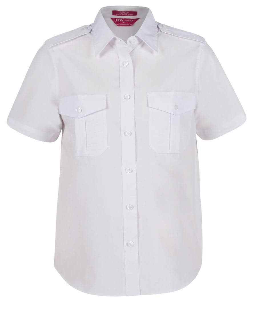 JB's LADIES S/S EPAULETTE SHIRT WHITE -08 — White