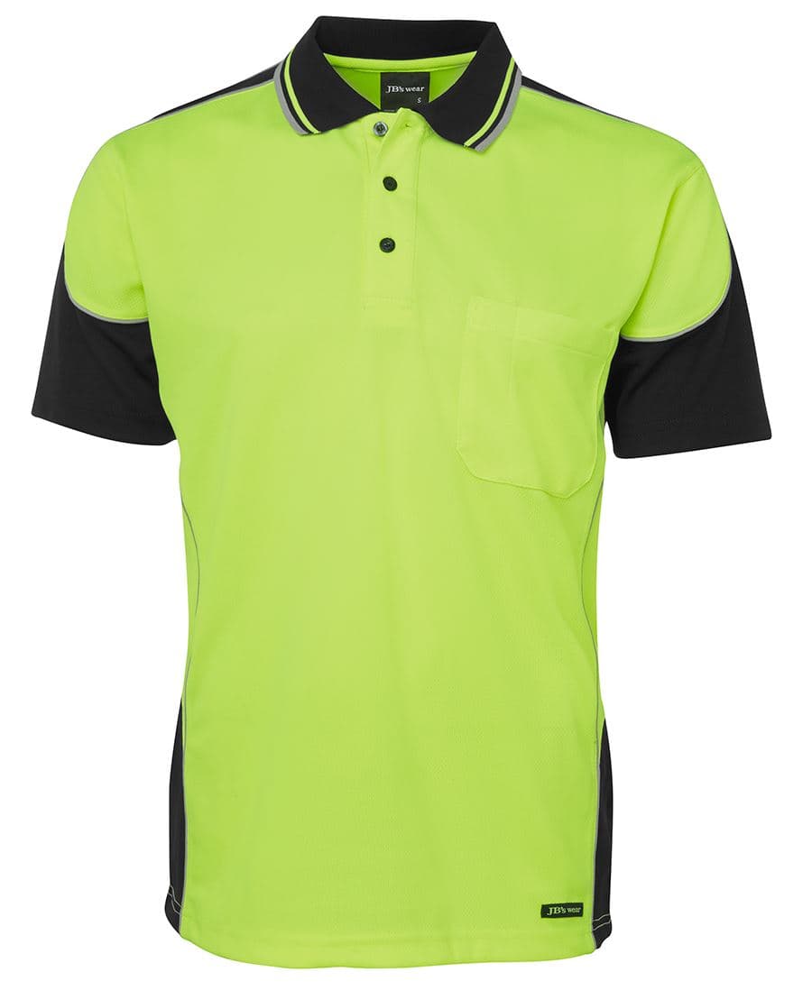JB's HV 4602.1 S/S CONTRAST PIPING POLO LIME/BLACK -2XS — Lime/Black