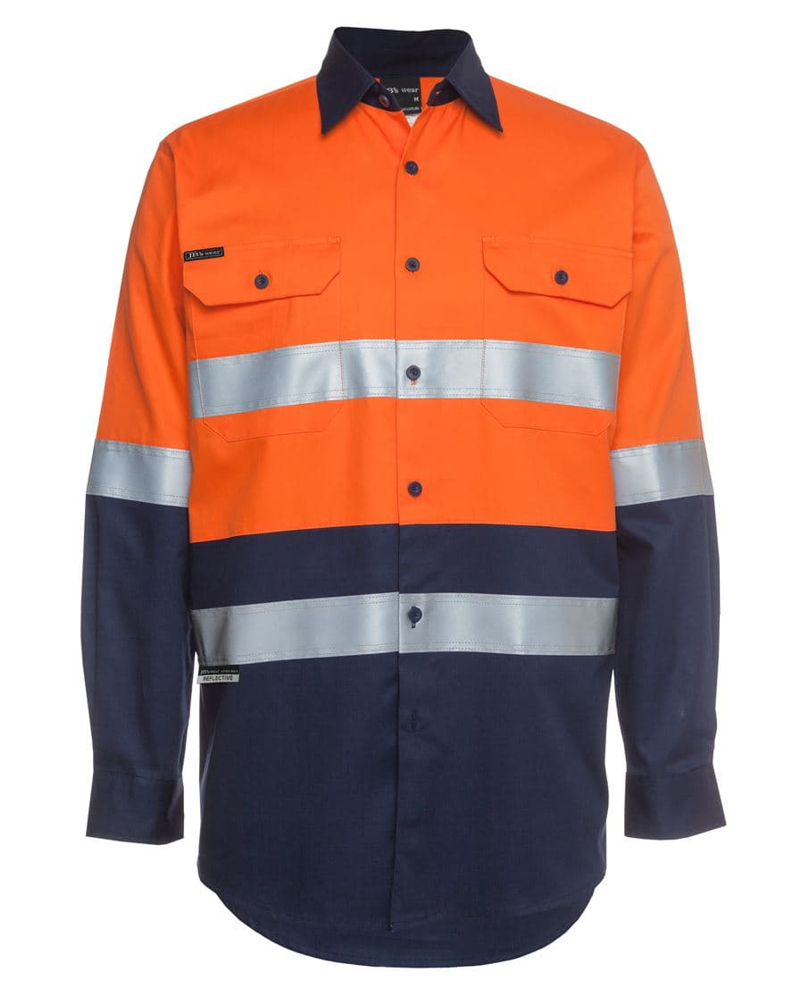 JB's HV (D+N) L/S 190G SHIRT ORANGE/NAVY-XS — Orange/Navy