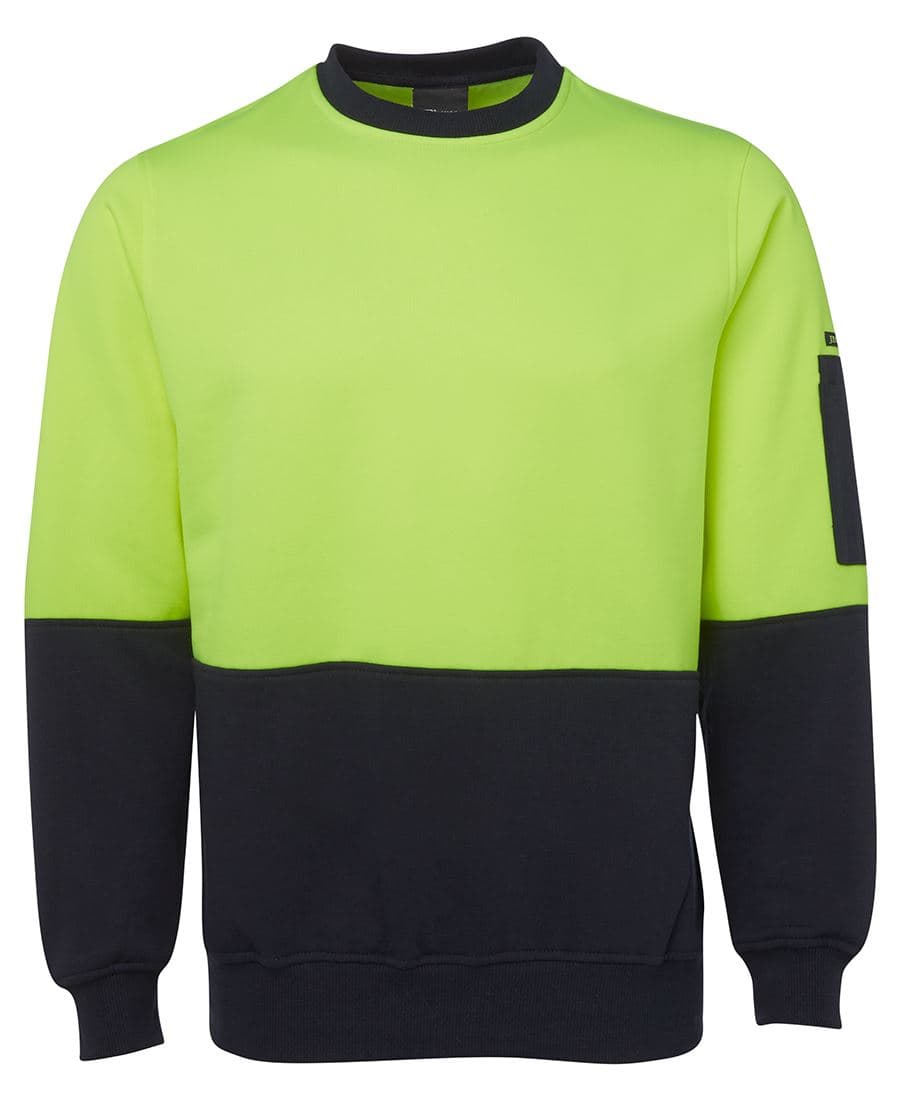 JB's HV FLEECY CREW LIME/NAVY -2XS — Lime/Navy