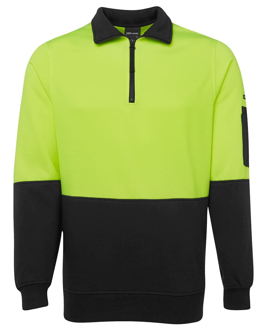 JB's HV 1/2 ZIP FLEECY LIME/BLACK -2XS — Lime/Black