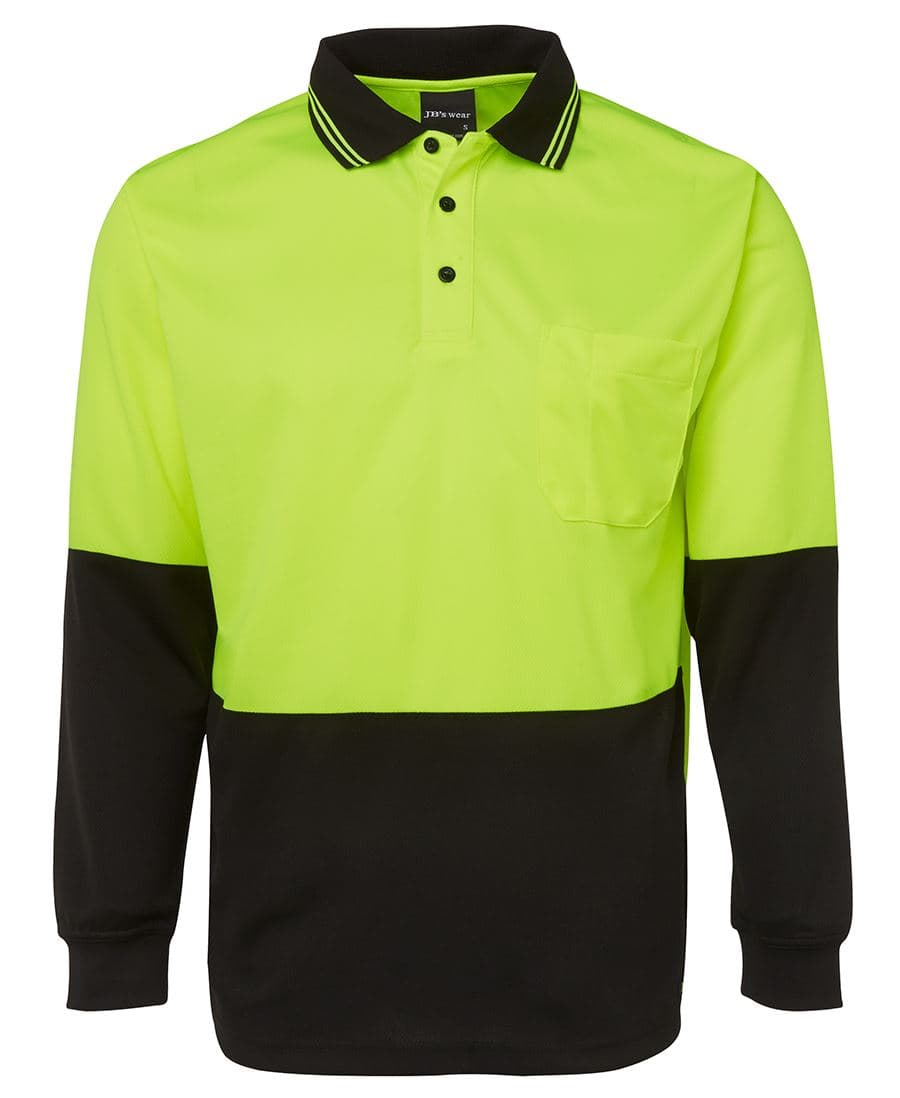 JB's HV L/S TRAD POLO LIME/BLACK -S — Lime/Black