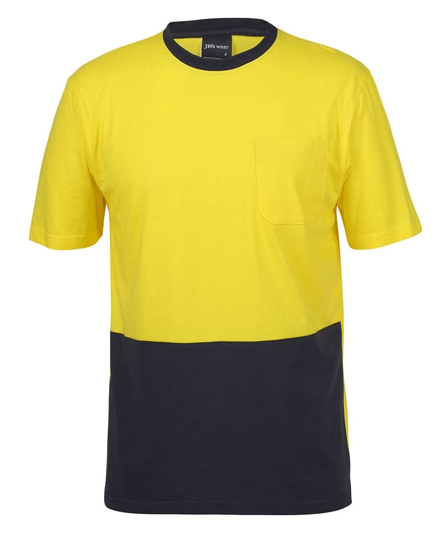 JB's HV CREW NECK COTTON T-SHIRT — Lime/Navy