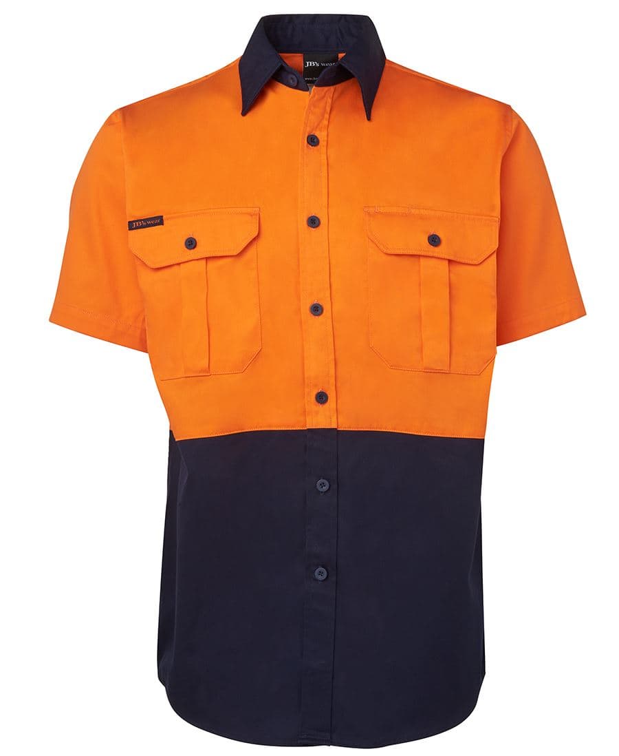 JB's HV S/S 190G SHIRT ORANGE/NAVY -2XS — Orange/Navy
