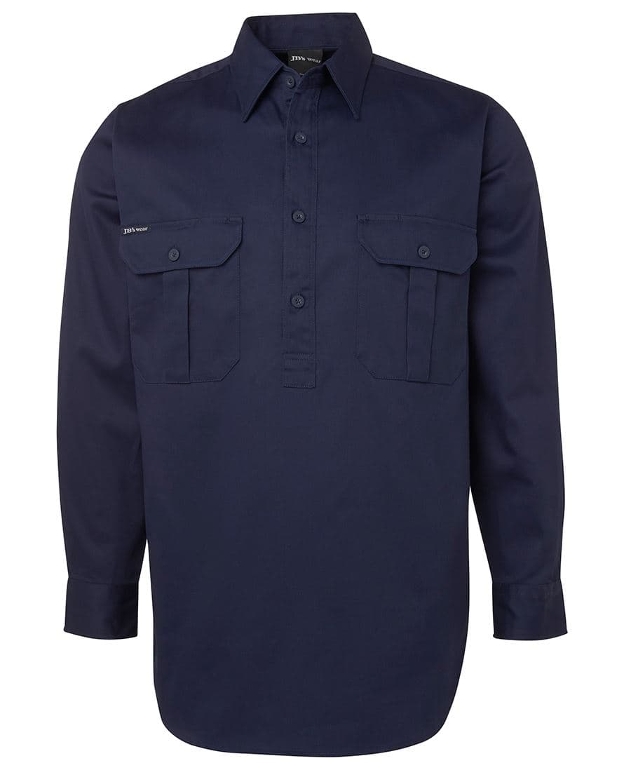 JB's CLOSE FRONT L/S WORK SHIRT NAVY -S — Navy