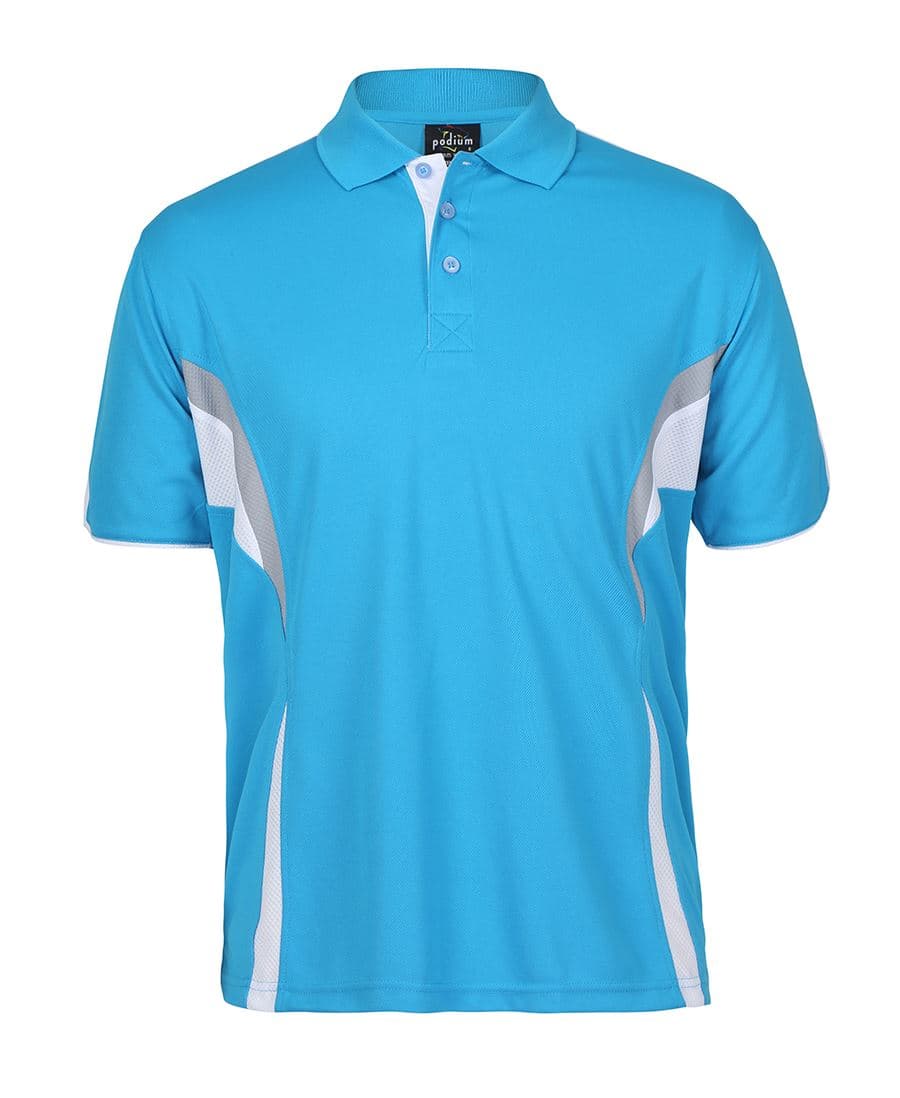 PODIUM COOL POLO BLACK/RED/GREY -3XS — Aqua/White/Grey