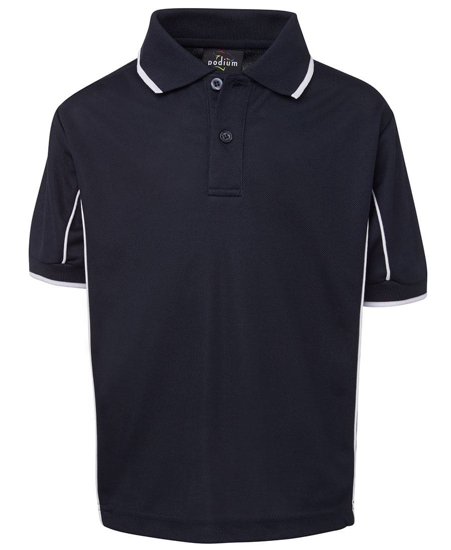 PODIUM KIDS S/S PIPING POLO NAVY/WHITE-04 — Navy/White
