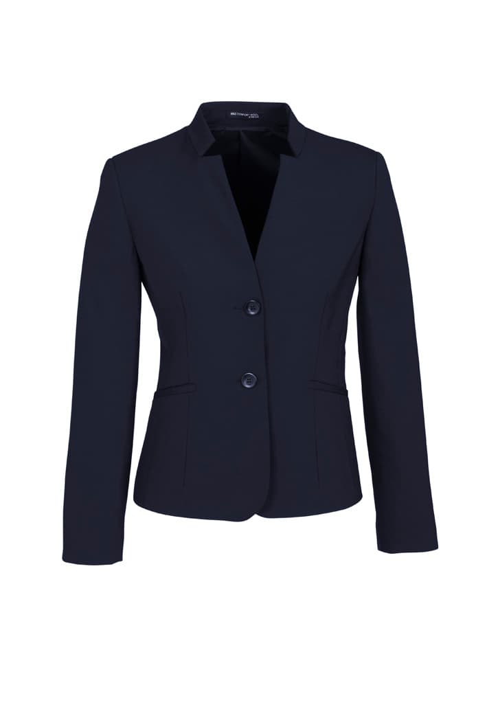 Biz Corporates Comfort Wool Stretch Womens Short Jacket with Reverse Lapel