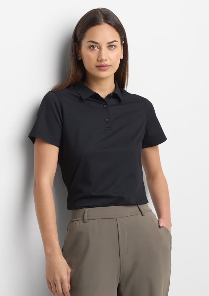 Venture Womens Short Sleeve Polo — Black