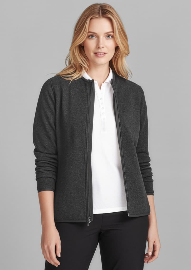 Nova Womens Zip Front Jumper — Black Marle