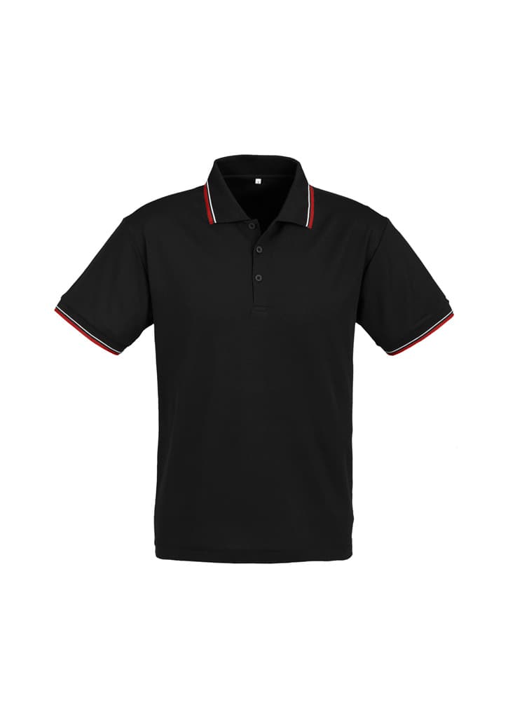 Cambridge Mens Short Sleeve Polo — Black/Red/White