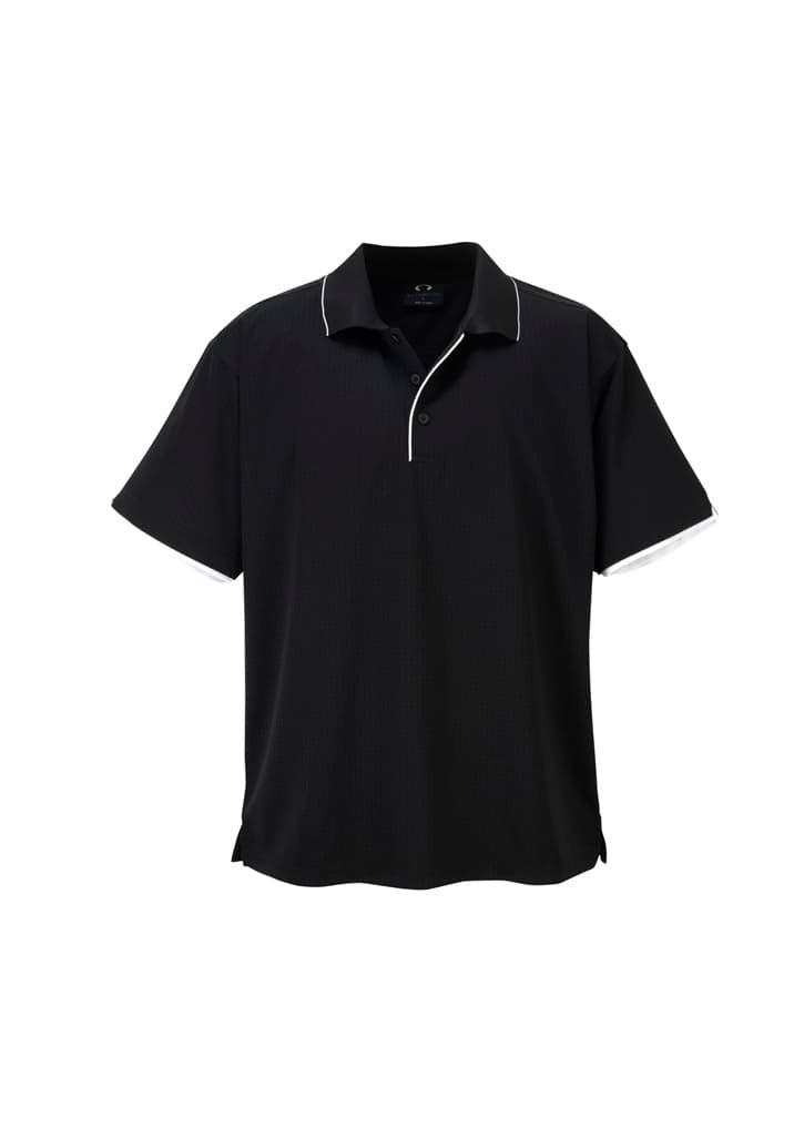 Elite Mens Short Sleeve Polo — Black/White