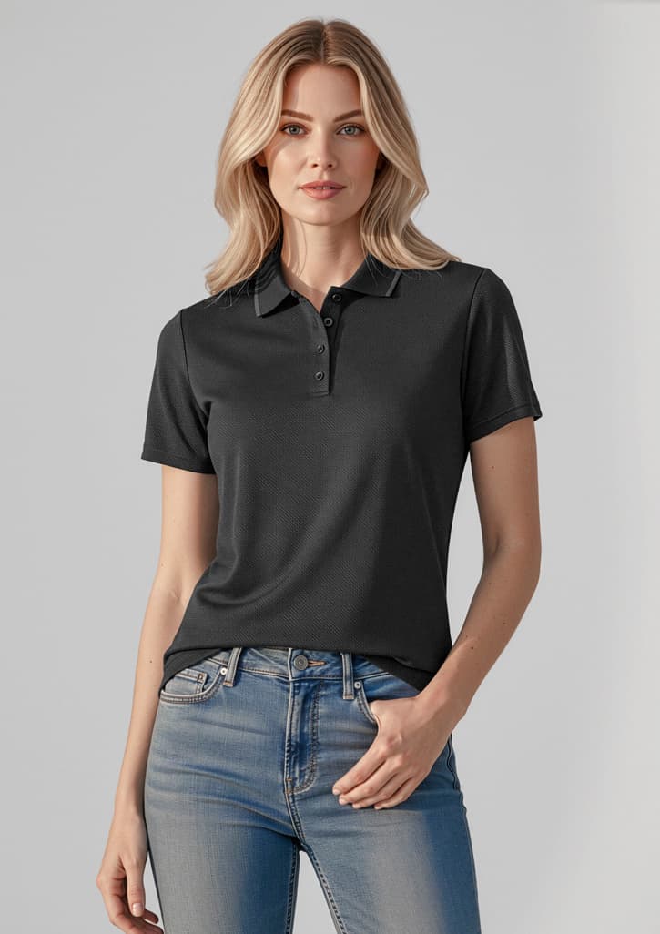 Echo Womens Short Sleeve Polo — Black Graphite