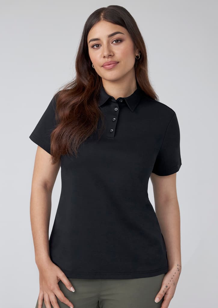 Lotus Womens Short Sleeve Polo — Black