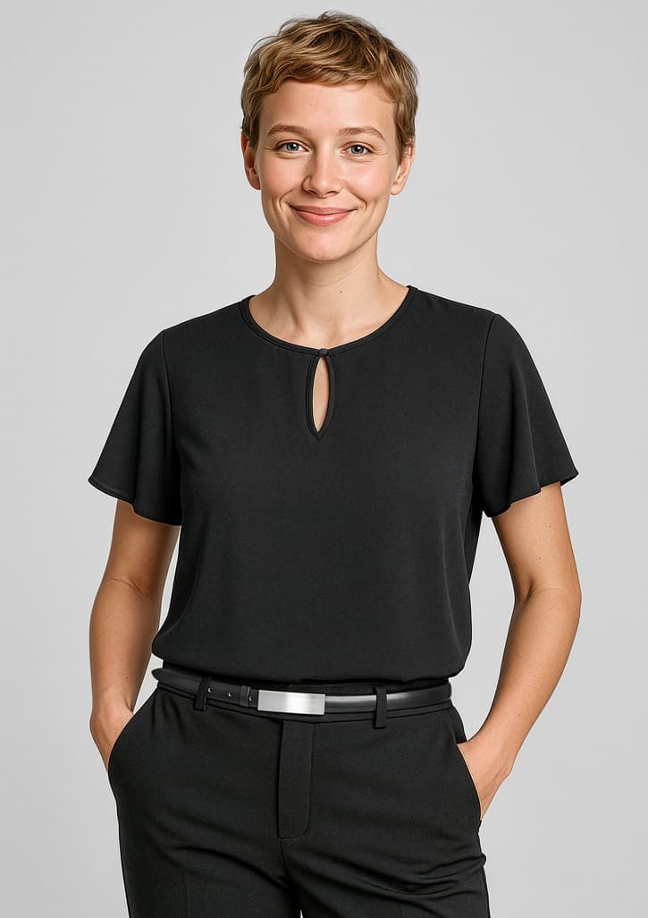 Vienna Womens Short Sleeve Blouse — Black