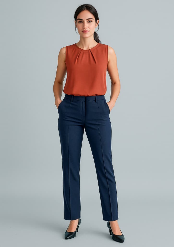 Biz Corporates Cool Stretch Womens Tapered Leg Adjustable Waist Pant