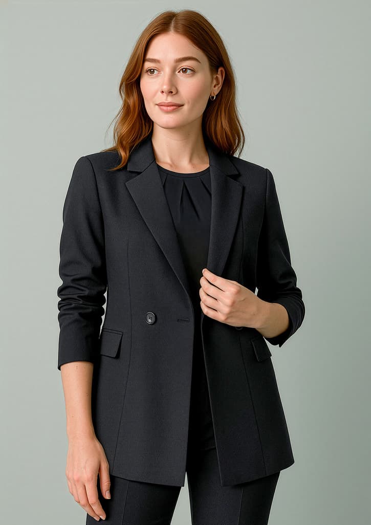 Biz Corporates Renew Womens Double Breasted Longline Jacket