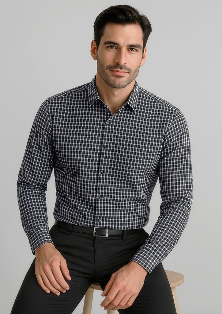 Noah Mens Long Sleeve Shirt — Black/White